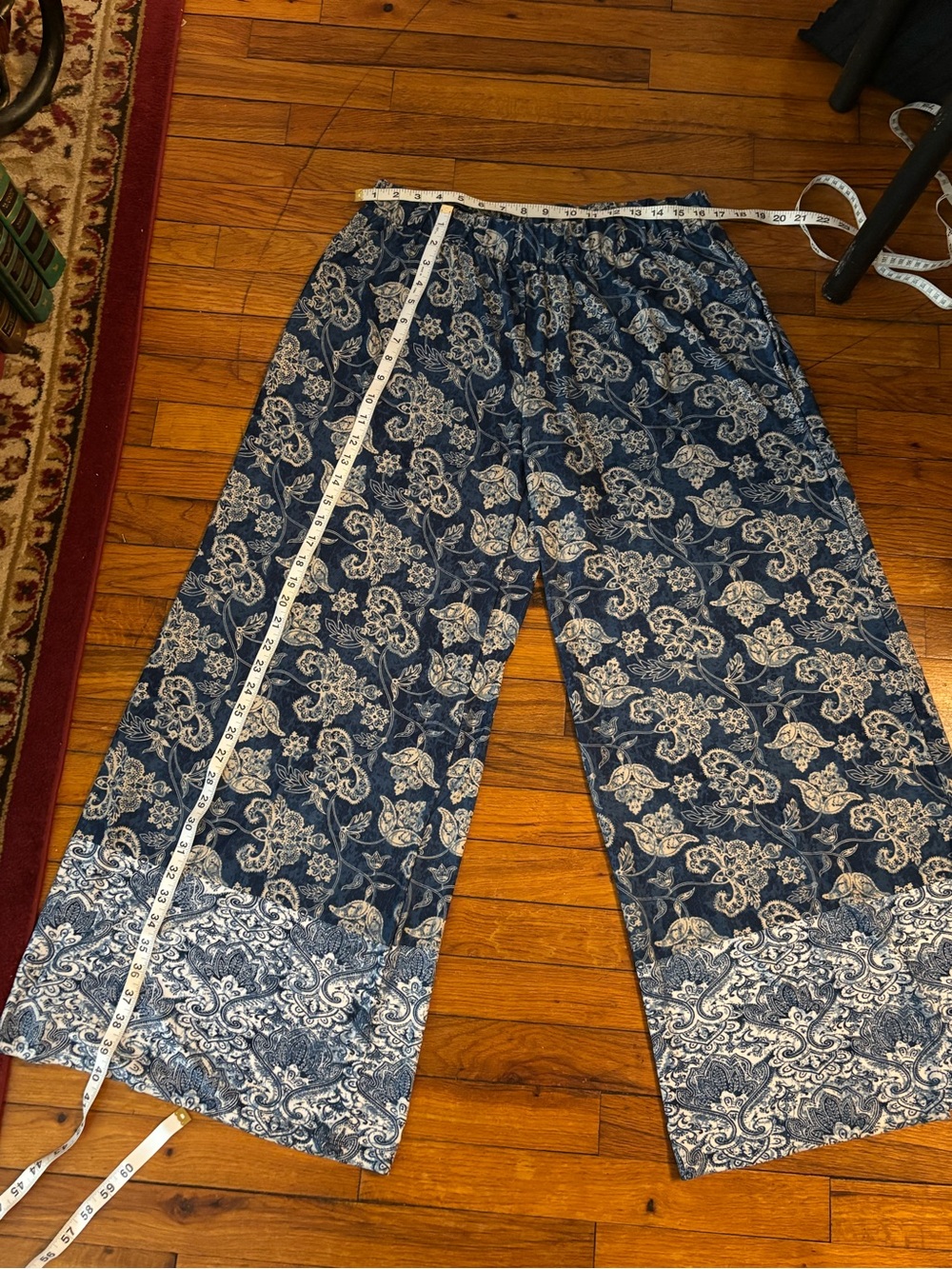 Kate & Mallory Navy and White Floral Wide-Leg Pants